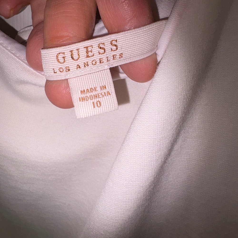 Guess White Lace-Up Back Sundress Romantic Spring Festival Mini Dress Size 10 - Picture 5 of 5